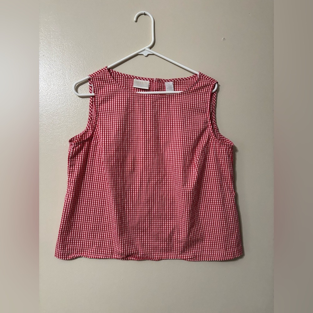 Stylish Red Gingham Tank Top